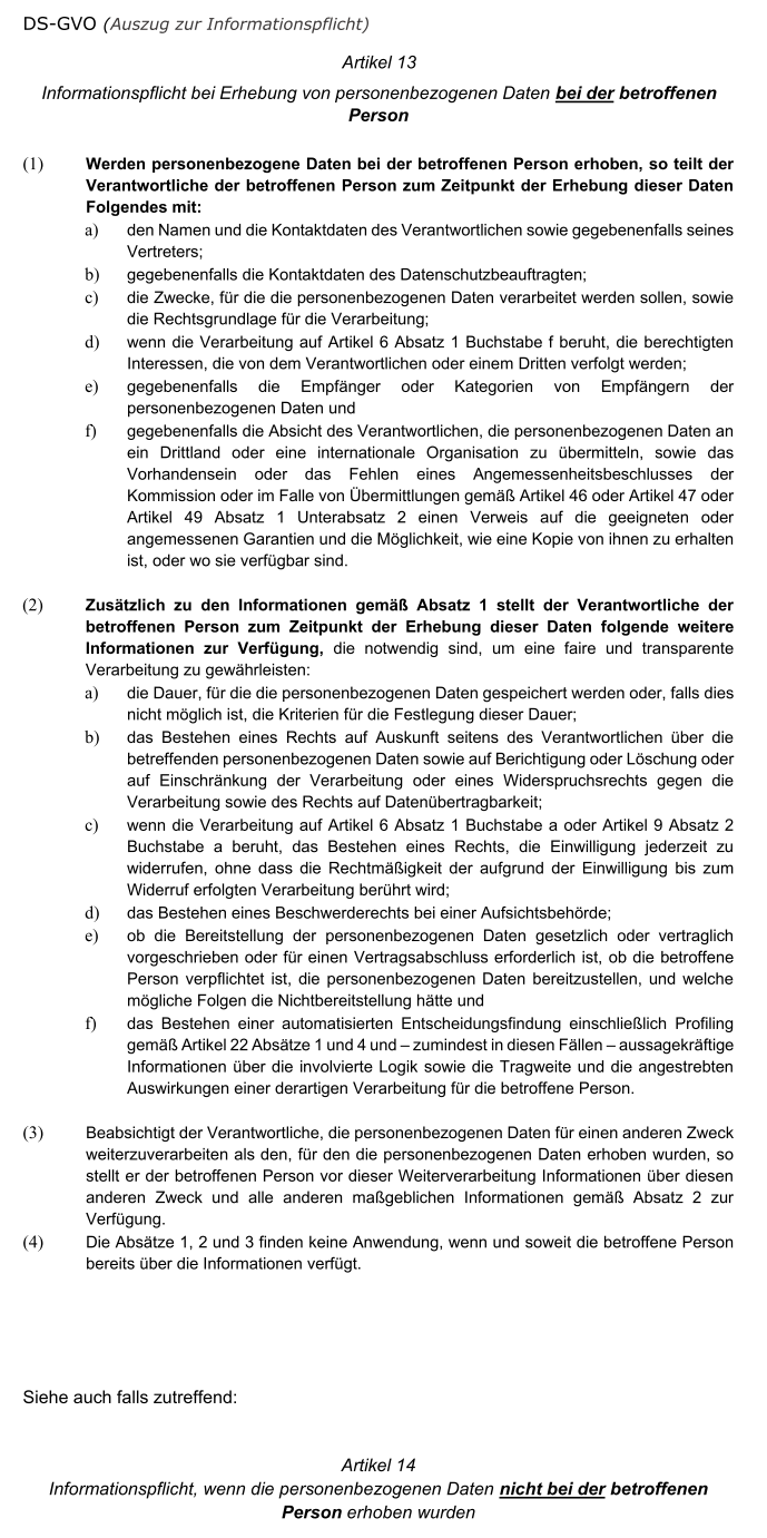 DS-GVO Artikel 13